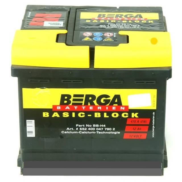Авто акумулятор Berga Basic-Block 6СТ-52R+(552400047)