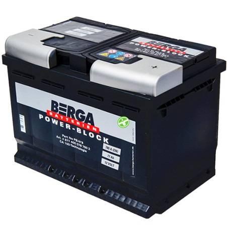 Автомобільний акумулятор Berga Power-Block 6СТ-77R+(577400078)