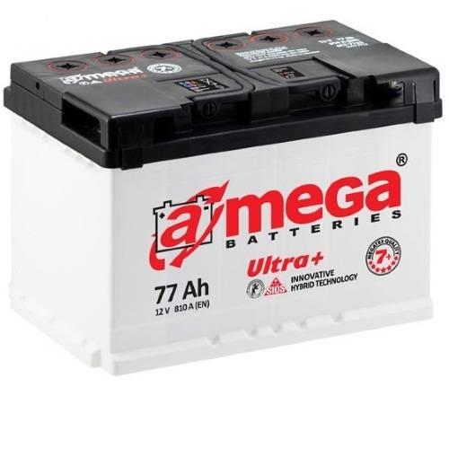 Авто акумулятор A-mega Ultra Plus 6СТ-77 R+