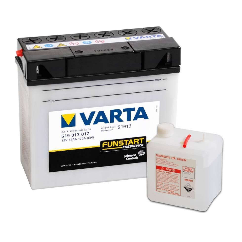 Авто акумулятор Varta Moto 6СТ-19 R+ 51913 (519013017)