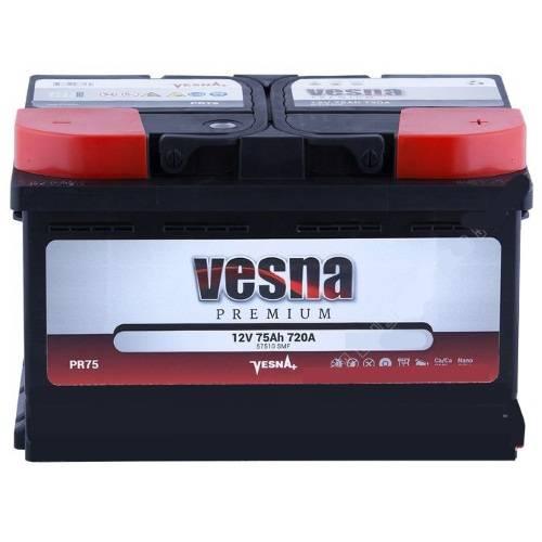 Акумулятор для автомобіля Vesna Premium 6СТ-75R+ низький корпус
